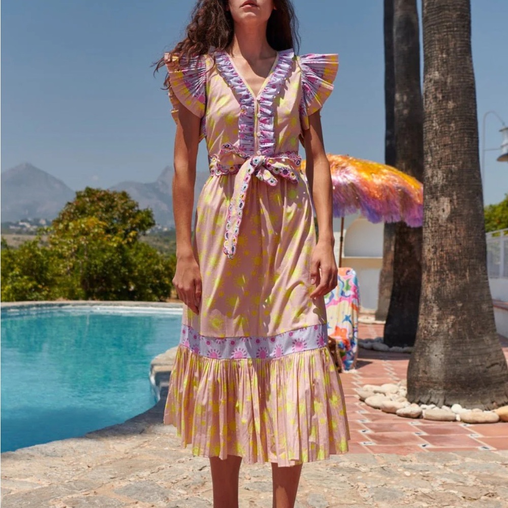 CeliaB Dafne Purple and Yellow Midi Dress
